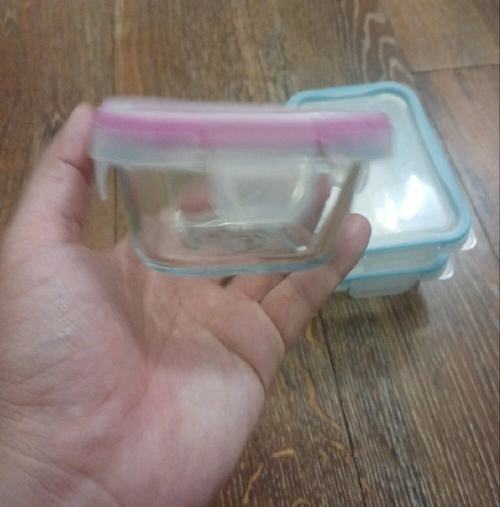 Glass Food Storage Containers Set with Blue and Pink Lids